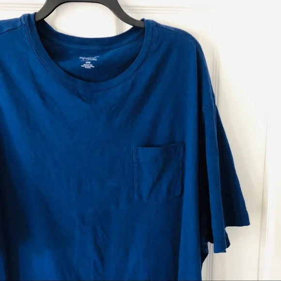 ROUND TREE & YORKE soft washed blue cotton pocket front men’s shirt size 2XB - Picture 3 of 5